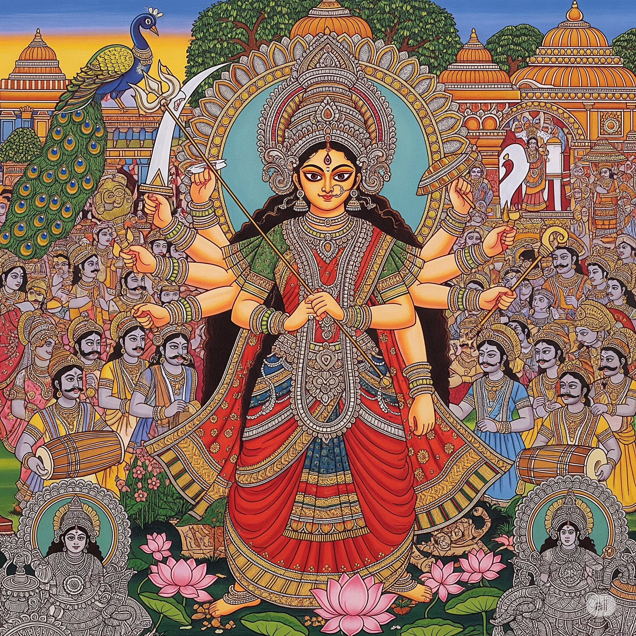 Durga triumphing over evil